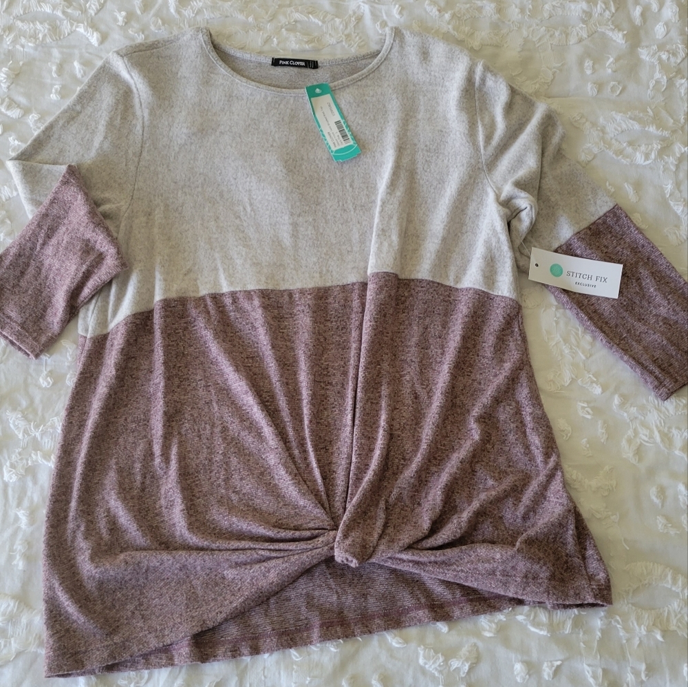 Grey & dark pink super soft top stitch fix